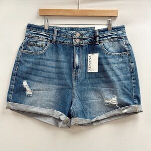 Zenana Outfitters Women's Rolled Hem Jean Shorts - Blue